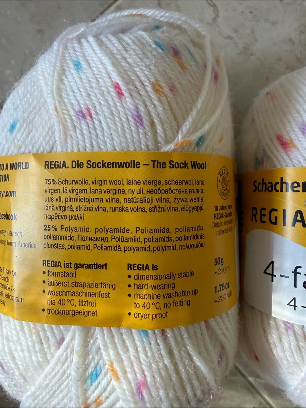4-ply White Speckled Sock Yarn
